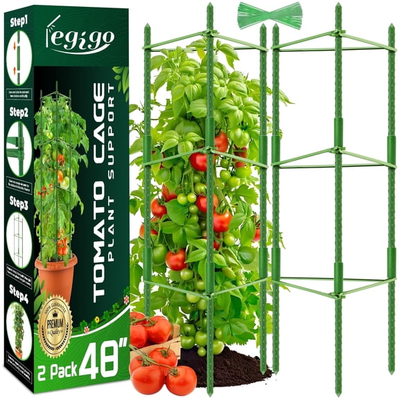 2-Pack Tomato Cage for Garden Plant Support- Up to 47inch Garden Stakes Tomato Cage, Tomato Trellis for Potted Plants, Tomato Cages Plant Stakes for Climbing Vegetables Plants Flowers