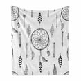 thumbnail image 1 of Arrow Soft Flannel Fleece Throw Blanket, Anthique Dreamcatchers Feathers and Arrows Design Western, Cozy Plush for Indoor and Outdoor Use, 60" x 80", Black White, by Ambesonne, 1 of 6
