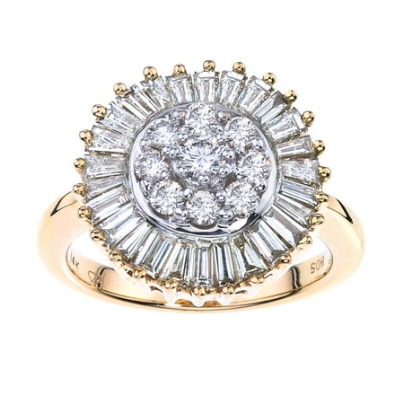 Diamond Cocktail Cluster Ring in 14k Yellow Gold (1.50 carats, I-J I1)