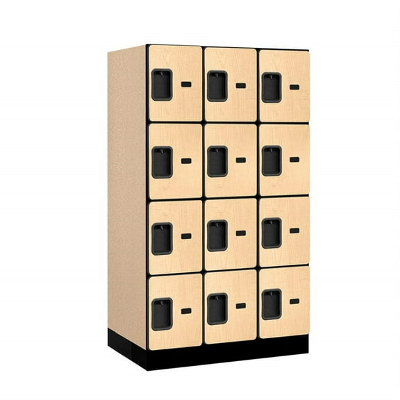 12" Wide Four Tier Designer Wood Locker - 3 Wide - 5 Feet High - 21 Inches Deep - Maple
