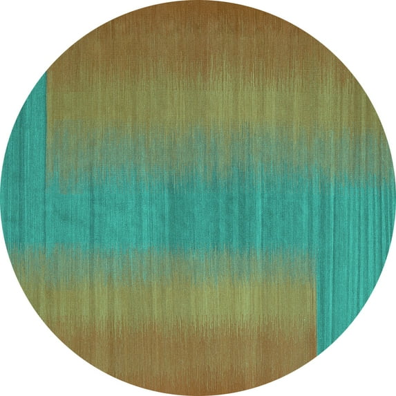 Ahgly Company Indoor Round Abstract Turquoise Blue Contemporary Area Rugs, 4' Round