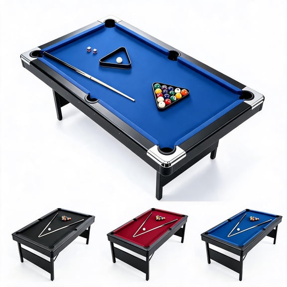 GIMMYFIVE 7-Foot Folding Pool Table, Portable Billiard Table with Full Accessories for Home Game Room