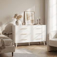 thumbnail image 5 of Bedroom Furniture Set, 1xQueen Bed Frame with 4 Under-Bed Drawers, 2x2-Drawer Nightstand, 1x5-Drawer Dresser and 1x7-Drawer Dresser, - Beige and White, 5 of 10