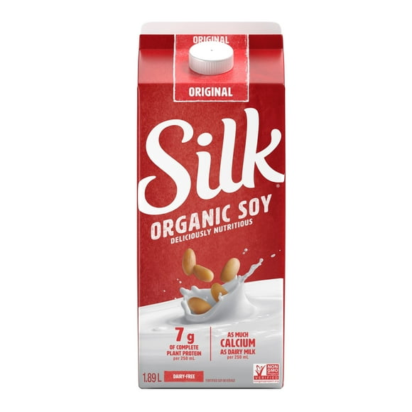 Silk Organic Soy Beverage, Original, Dairy-Free, 1.89L, 1.89L Organic Soy Milk