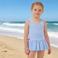 thumbnail image 2 of Girls One Piece Swimsuits With Bow And Ruffle Skirt Striped Print Girls Swimsuit Bathing Suits For Girls 3-4 Years, 2 of 7