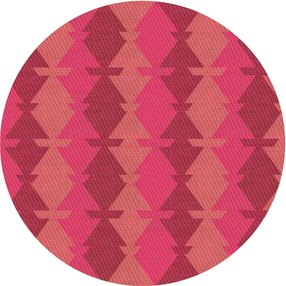 Ahgly Company Indoor Round Patterned Crimson Red Area Rugs, 6' Round