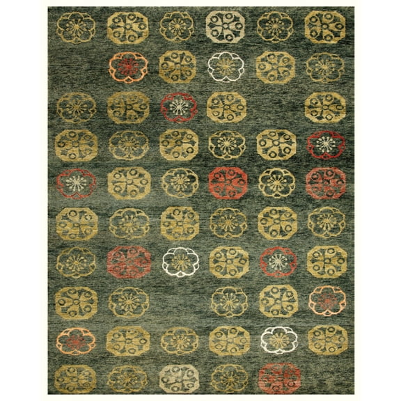 Feizy Qing Transitional Floral & Botanical, Yellow/Green/Orange, 4' x 6' Accent Rug Sheen Fade Resistant Casual Polka Dots Design Carpet for Living Dining Bed Room
