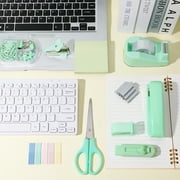sixwipe 13-in-1 Teal Office Supplies Set & Desk Organizer Kit, Premium Stapler, Tape Dispenser, 1000 Staples, Scissors, Paper/Binder Clips, Ruler, Tabs, Stationery Starter Pack