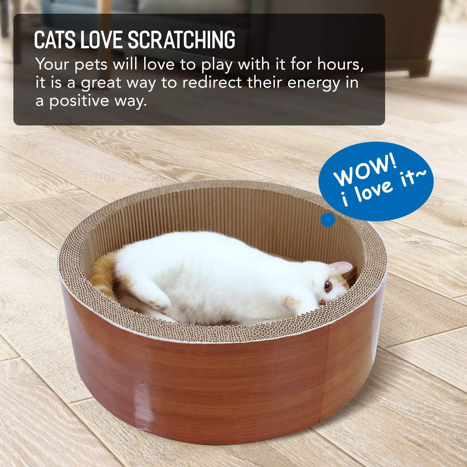 Pefilos 17" Round Cat Scratcher, Corrugated Cardboard Scratch Pad, Round Cat Scratching Lounge Bed Sofa,Cat Scratch Couch Bed for Indoor Cats Kitten, Protecting Furniture, Brown Pefilos 17" Round Cat Scratcher, Corrugated Cardboard Scratch Pad, Round Cat Scratching Lounge Bed Sofa,Cat Scratch Couch Bed for Indoor Cats Kitten, Protecting Furniture, Brown