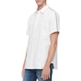 thumbnail image 1 of Calvin Klein - Camiseta con botones para hombre, diseño de rayas de carreras, color blanco, XXL, 1 of 1