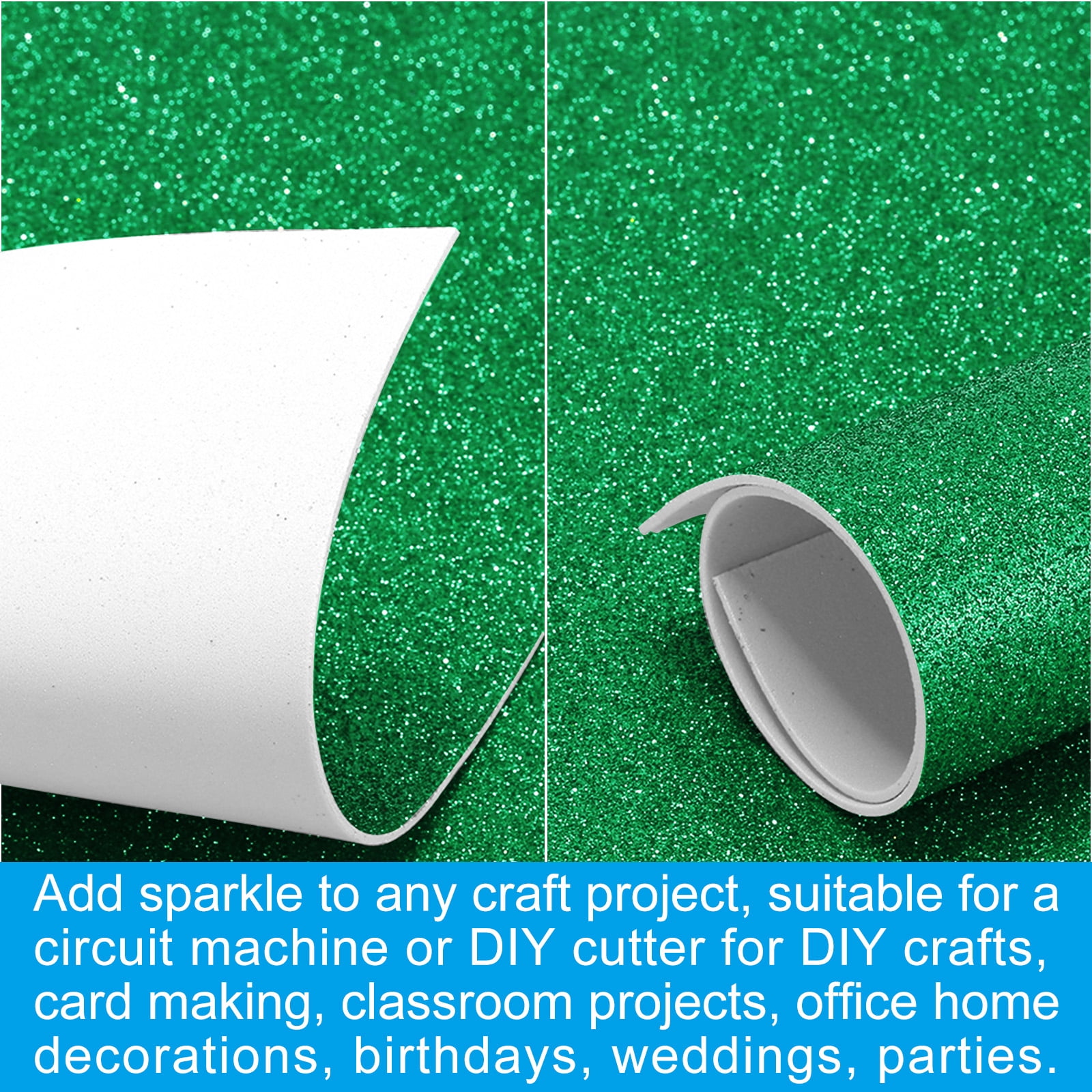 Uxcell 2mm(1/10") Thick Adhesive Glitter Foam Sheet 16x24inch(40x60cm) Dark Green, EVA Shiny Foam Board for Craft, 6 Pcs