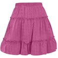 thumbnail image 4 of Women's High Waisted Mini Skirt Tiered Eyelet Lace Ruffle Hem A-Line Flared Skirt Lightweight Breathable Boho Style Summer Beach Skirt for Party Club Daily Wear, 4 of 6