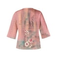 thumbnail image 4 of LEAVINGSUO Long Blouses for Women Women's Fashion V-Neck Three Quarter 3/4Sleeve T Shirt AutumnBlouse Tops Sweatshirt, 4 of 5