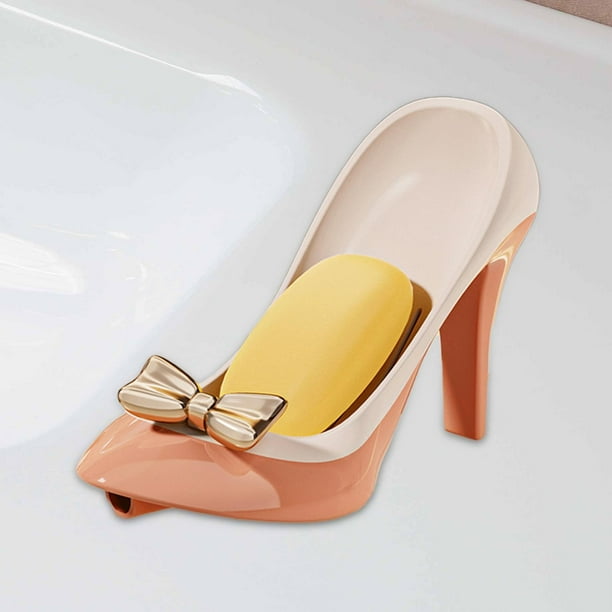 Soporte para jabón BLESIY forma de zapato de tacón rosa