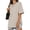 Khaki, variant on Womens Oversized T Shirts Cotton Loose Fit Crewneck Short Sleeve Side Slit Summer Casual Basic Tee