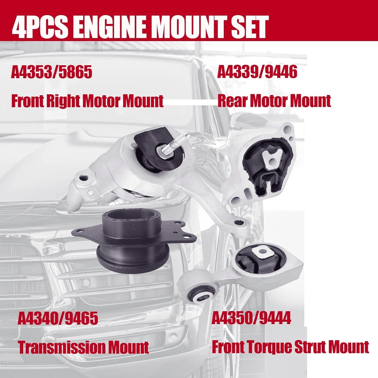 Woudy 4Pcs Engine Motor Transmission Mount Kit for Nissan Altima 2007-2015 L4 2.5L Auto