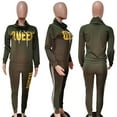 thumbnail image 2 of Akmipoem 2 Piece Sweatsuit Women Cowl Neck Letter Print Trackpants Tracksuit Outfits Green S, 2 of 5