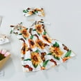 thumbnail image 3 of Princesse d'Été Bébé Filles Robe 2pcs Cravate Teindre/fleurs/pastèque Imprimé Sangle une Ligne Robe Bandeau, 3 of 8