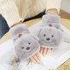thumbnail image 5 of guantes sin dedos de invierno cachorro de dibujos animados - gris, guantes sin dedos en forma de animal peluche, guantes convertibles, guantes sin dedos con manoplas, 5 of 5