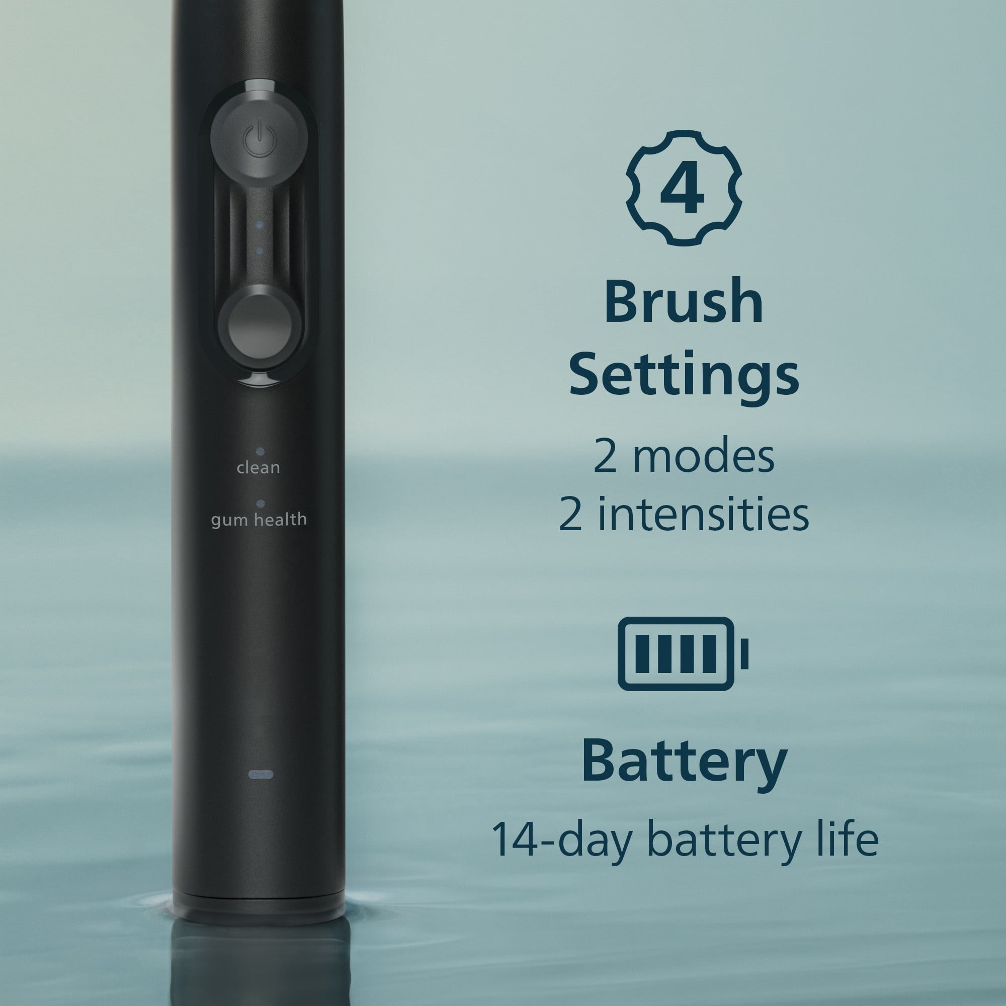 Philips Sonicare 5000 Series Electric Toothbrush - Sonic Toothbrush with Pressure Sensor, 4 Brushing Settings, Easystart Feature, Smartimer & Quadpacer, 14-Day Runtime, Black, Model HX4042/82