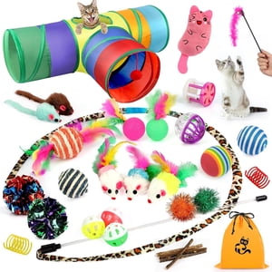 TAIMASI 32-Piece Cat Toys Variety Pack with Tunnel