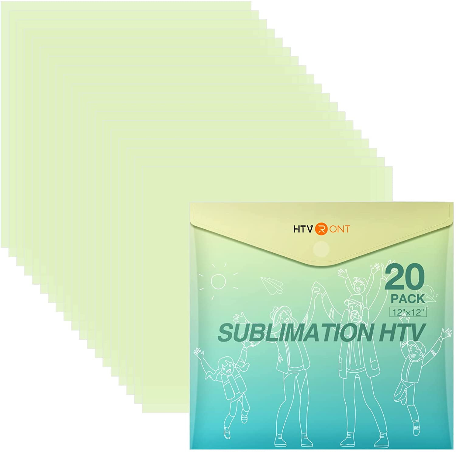 HTVRONT 20 Pack 12" X 12" Glossy Sublimation Vinyl for Cotton Fabric