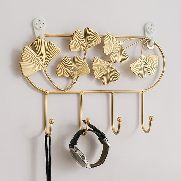 EGNMCR Ginkgo Leaf Hook Creatives Iron Hook Entrance Porch Decoration Wall Hanging Door Behind The Key Storage Dressing Room Coat Hanger Ginkgo leaf hook