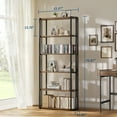 thumbnail image 2 of 71 Inches Wooden Bookshelf, 6 Tier Industrial Tall Book Shelf, Metal Frame Large Open Bookcase, Freestanding Wooden Bookshelf Storage Rack for Bedroom, Living Room, Home Office, Black, 2 of 7