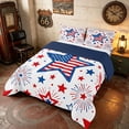 thumbnail image 2 of Manfei Star Firework Queen Comforter Set, Patriotic July Fourth Comforter Sets Queen, White, Navy Reversible 3-Piece, 1 Comforter and 2 Pillowcases, 2 of 6