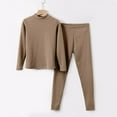 thumbnail image 6 of Aihuaihua Thermal Underwear for Women Set 2 Piece Pajamas Warm Loungewear Set Neck Shirt Crop Leggings Fall Winter Soft Long Johns Sleepwear Outfits, 6 of 8