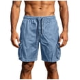 thumbnail image 2 of Men's Casual Denim Shorts Ndbuld Men's Ripped Denim Shorts & Jeans Summer Casual Classic Straight Distressed Ripped Short Jeans Blue,M, 2 of 9
