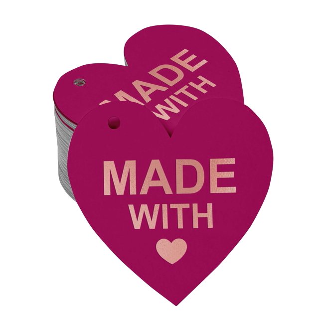 Inkdotpot 50 Pack Real Rose Gold Foil Paper Tag Made With Love Wedding Favor Hang Tag