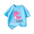thumbnail image 2 of BLTIBY 2025 Girls Boys Summer Short Sleeve Top Child Kid Round Neck Printed Cotton Shirts Infant Toddler Fashion Casual Loose Pullover Blouse Light Blue 4-6 Years, 2 of 7