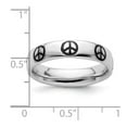 thumbnail image 2 of 925 Sterling Silver Patterned Stackable Polished Enameled Peace Sign Ring Size 6 Stackable Ring for Women, 2 of 2