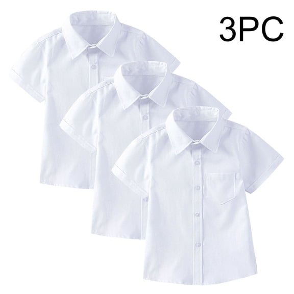 Abomasnow Kid Boys Dress Shirts Classic Fit Short Sleeve Button Down Lapel School Uniform 2-15 Years