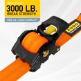 thumbnail image 2 of AUGO Retractable Ratchet Straps | 2 Heavy Duty Ratchet Straps Self Retractable Tie Down Straps with Soft Loops & Storage Bag for Motorcycle, Truck, Trailer, Cargo Van |3000 Lb Break Strength 2” x 10’, 2 of 7
