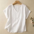 thumbnail image 2 of Sexlip Women's Top V-Neck Short Sleeve Casual Stylish Look Daily Wear Essential Durable Quality Fashion Forward Modern Style White XXL, 2 of 5