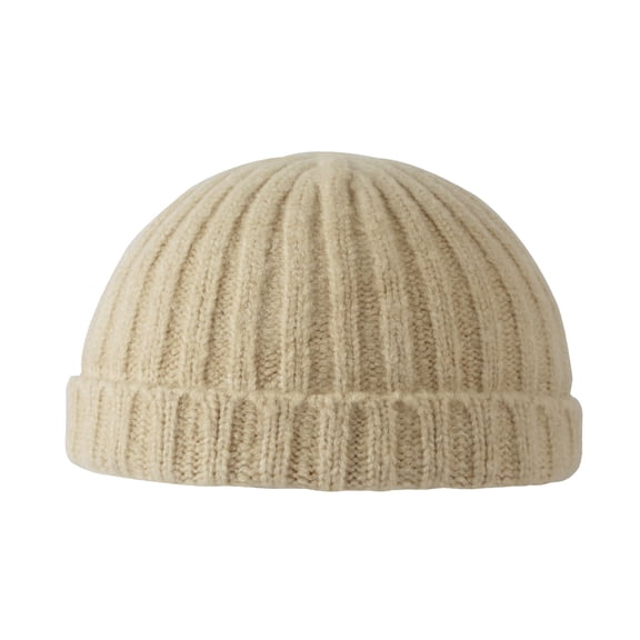 WITHMOONS Knitted Ribbed Beanie Hat Basic Plain Watch Skull Cap NC51295 (Ivory)