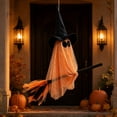thumbnail image 2 of Blateno 70×80cm Halloween Flying Ghost Witch Hanging Ornament with Pointed Witch Hat & Broom, Soft Cloth Wall Window Porch Tree Decor, Halloween Photo Booth Prop & Holiday Gift for Family, 2 of 6