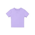 thumbnail image 6 of Alvivi Women Glossy Short Sleeve Crop Tops T-Shirt Slim Yoga Gym Sports Short Tops Swimsuit Lavender XL, 6 of 6