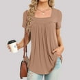 thumbnail image 2 of Loopsun Womens Summer Tops, Womens Short Sleeve Tops, Casual Short Sleeve Solid Fashion Comfortable Loose Pullover Khaki, 2 of 5