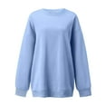 thumbnail image 3 of Wangmeiwg Women's Sweatshirts Women's Hoodies Pullover Sweatshirt for Autumn Winter Soft Loose Fit Solid Color Casual Long Sleeve Top ComfortableWarm Knitted Sweater Fashion Tunic Blue XL, 3 of 3