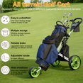 thumbnail image 6 of 3 Wheel Golf Push Cart, Foldable Golf Bag Cart with Ball Loading Aperture, Scorecard Board, Water Bottle Holder, Foot Brake-Green White, 6 of 8