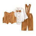 thumbnail image 3 of Ruiwill Newborn Boy Outfits Fall Winter Boys Two Piece Outfit Solid Color Long Sleeve Tops And Pants Set, 3 of 7