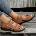 thumbnail image 4 of HTHLVMD Soft Sole Open Toe Shoes, Women Open Toe Sport Sandals Comfortable Star Pattern Flat Sandals Summer Hook and Loop Ankle Strap Walking Shoes Soft Sole Wide Fit Outdoor Beach Shoes, Brown 6, 4 of 8