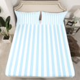 thumbnail image 2 of jejeloiu Abstract Geometric Lines Twin Sheet Sets,Geometric Theme Twin Fitted Sheet,Blue White Stripes Flat Sheet For Children,Breathable Home Decor,3 Pieces, 2 of 7