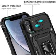 thumbnail image 3 of iPhone XR Case with Slide Camera Cover Drop Tested Military Grade Heavy Duty Protective Durable Sturdy Rotate Ring Kickstand Phone Case for iPhone XR(Black), 3 of 7