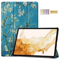 Allytech Galaxy Tab S9 Plus Case, Ultra Slim Fit Auto Sleep Wake Shockproof Multi Angle Kickstand Protection PU Leather Hard Back Cover Case for Samsung Galaxy Tab S9 Plus X810 12.4" - Blossom