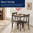 thumbnail image 4 of VECELO 3-Piece Dining Table Sets, Wooden Table & PU Cushion Chair for Kitchen Breakfast Nook, Brown, 4 of 10