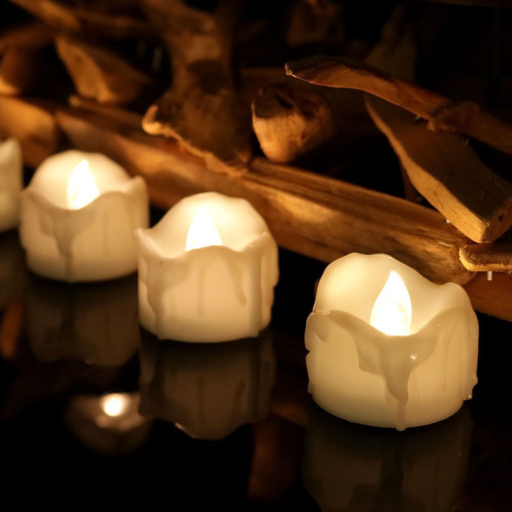 12 pcs LED Candles Flameless Simulation Flashing Romantic Decor for Party Cafe
